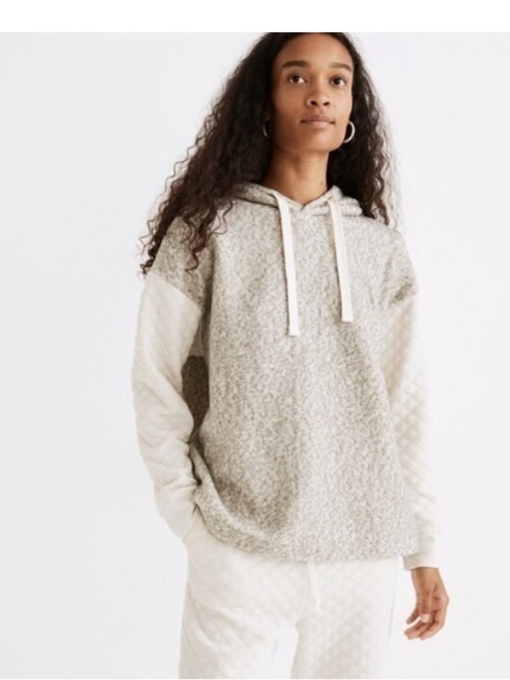 Madewell Quilt Sleeve Textured Hoodie Size M